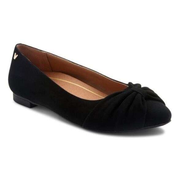 Vionic Black Flats with Elegant Ruching 10 NEW - Picture 1 of 6